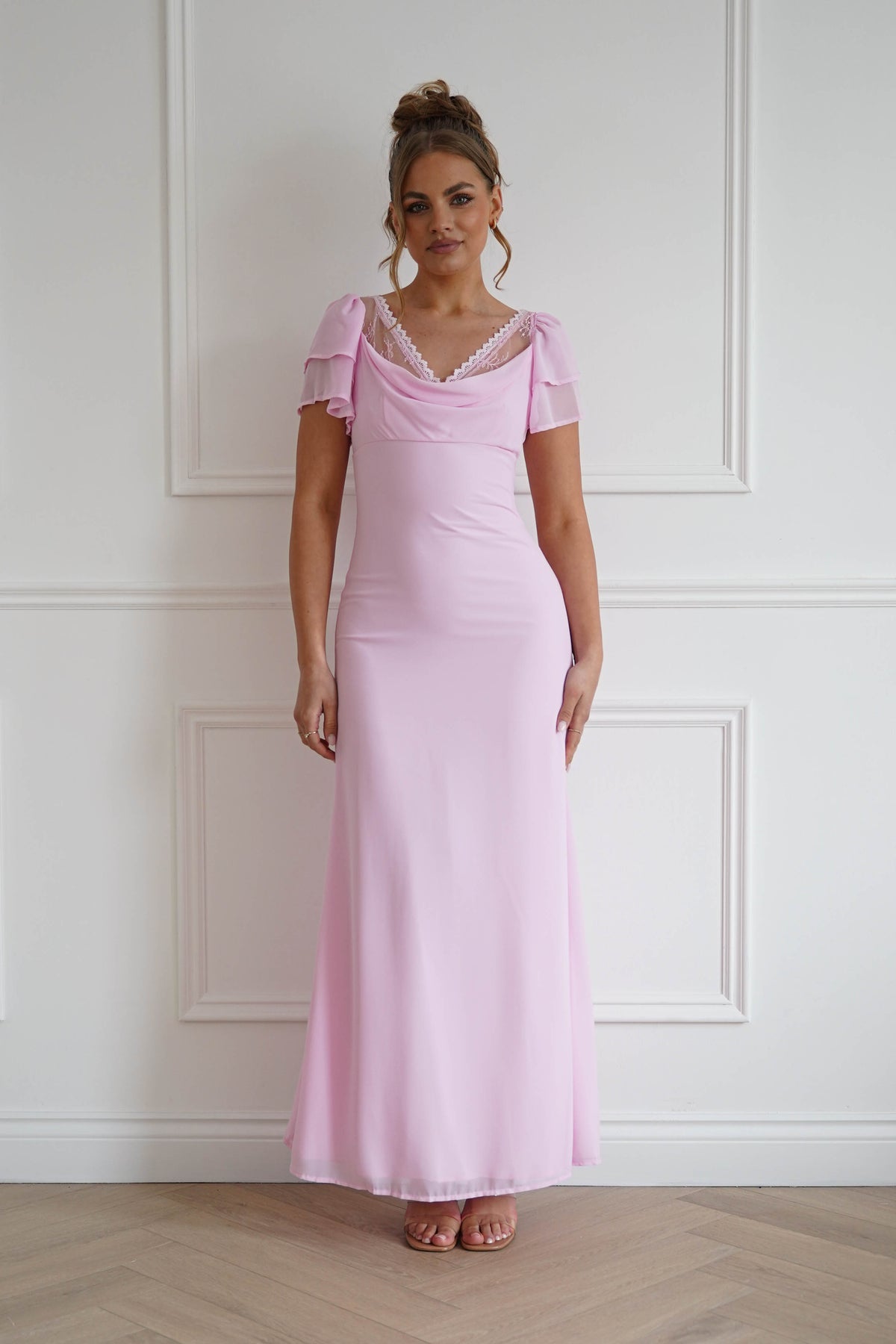 Posie Flutter Sleeve Maxi Dress | Soft Pink-Oh Hello Clothing