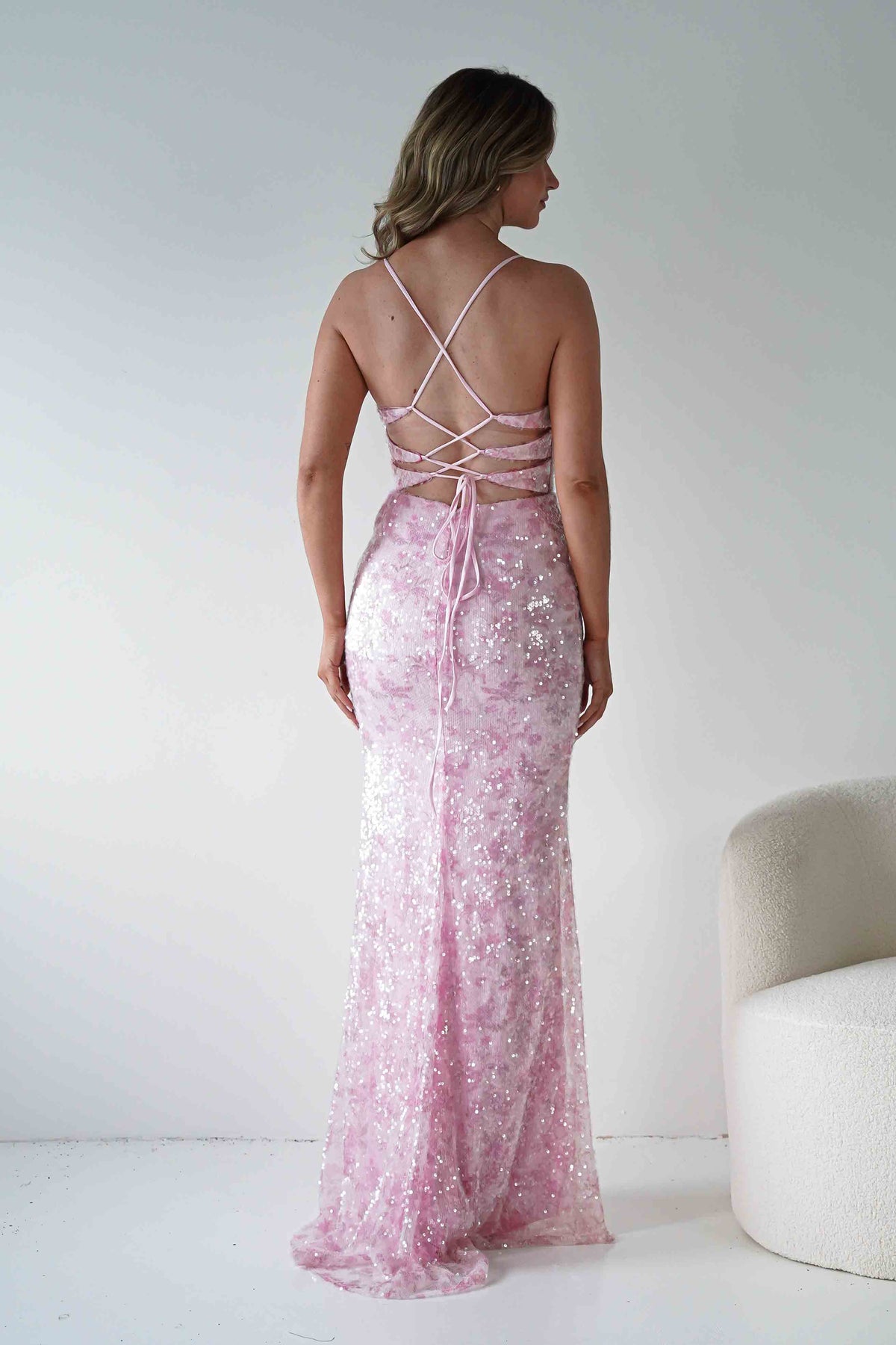 Rae Bodycon Floral Sequin Maxi Gown | Pink-Oh Hello Clothing