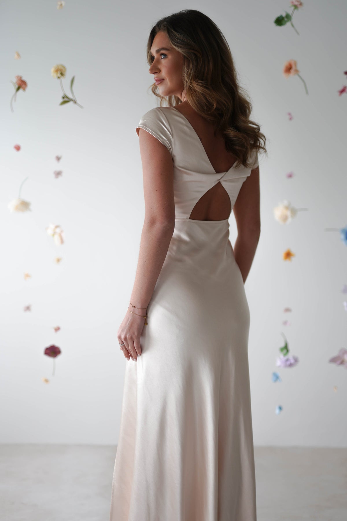 Ramona Soft Satin Maxi Dress | Champagne-Oh Hello Clothing