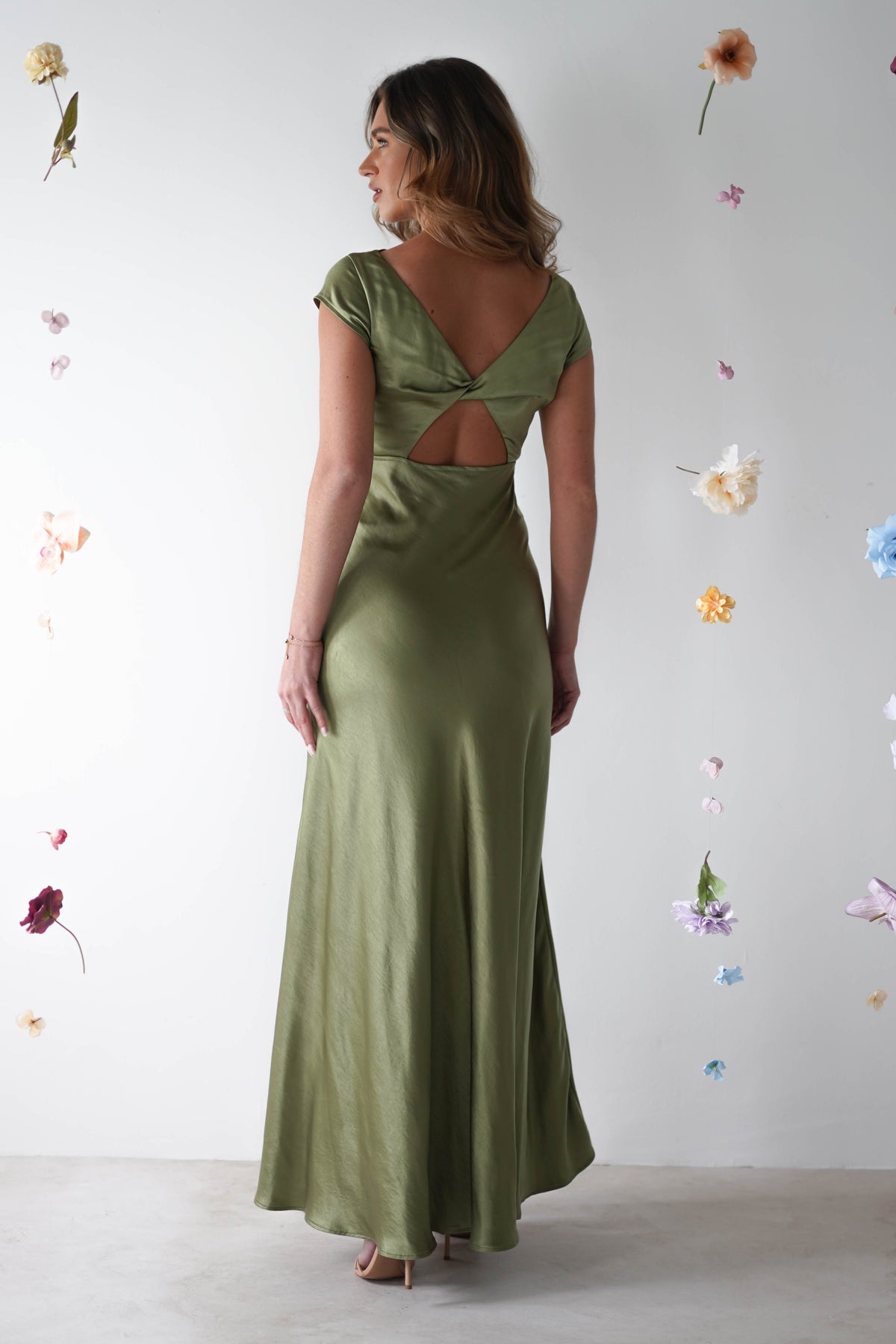 Ramona Soft Satin Maxi Dress | Olive-Oh Hello Clothing