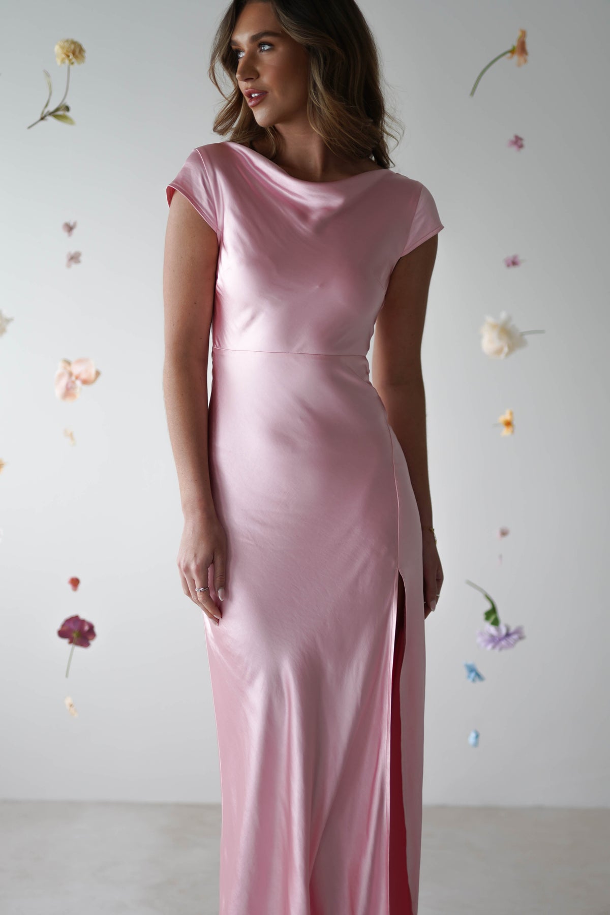 Ramona Soft Satin Maxi Dress | Pink-Oh Hello Clothing