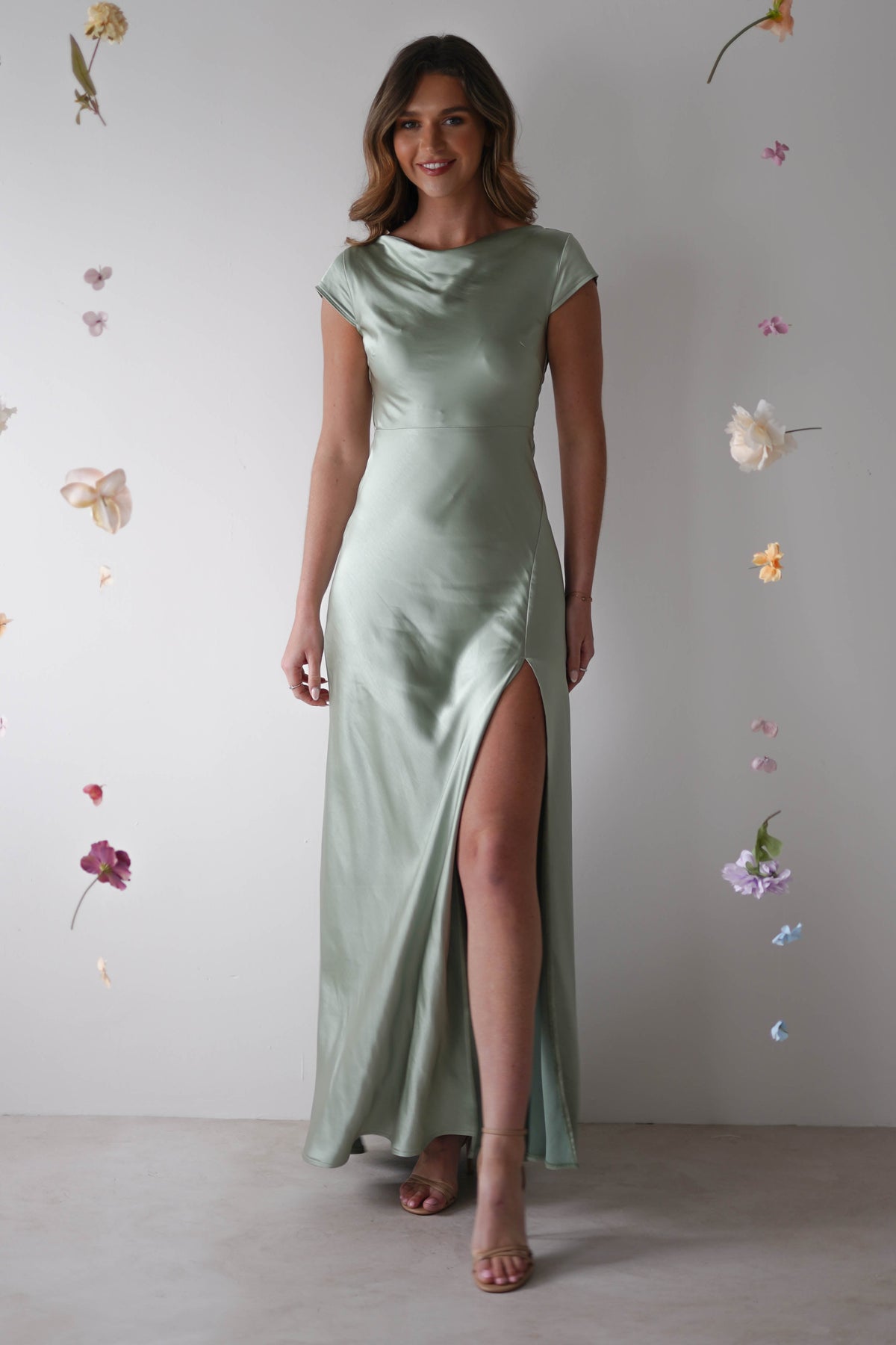 Ramona Soft Satin Maxi Dress | Sage-Oh Hello Clothing