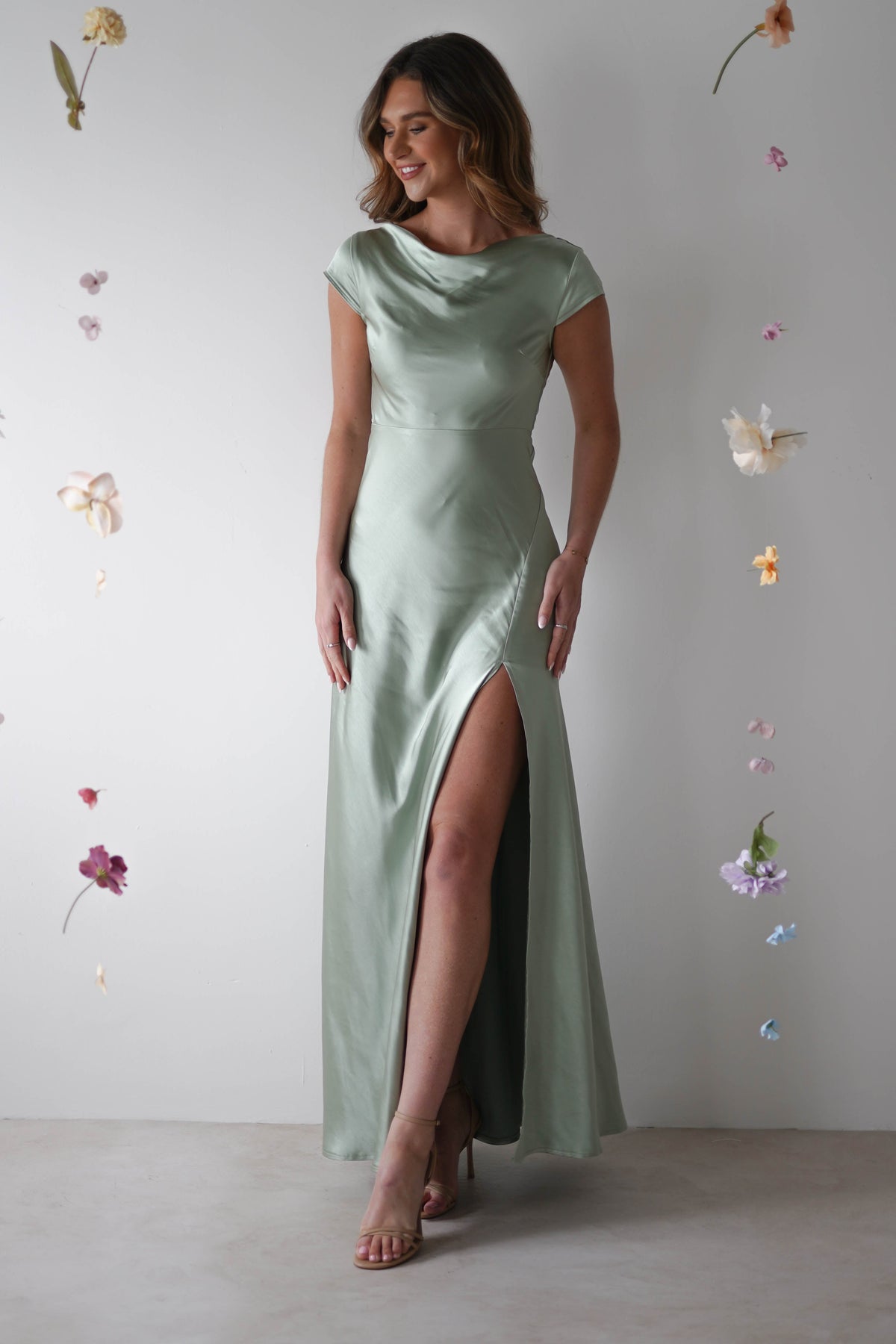 Ramona Soft Satin Maxi Dress | Sage-Oh Hello Clothing