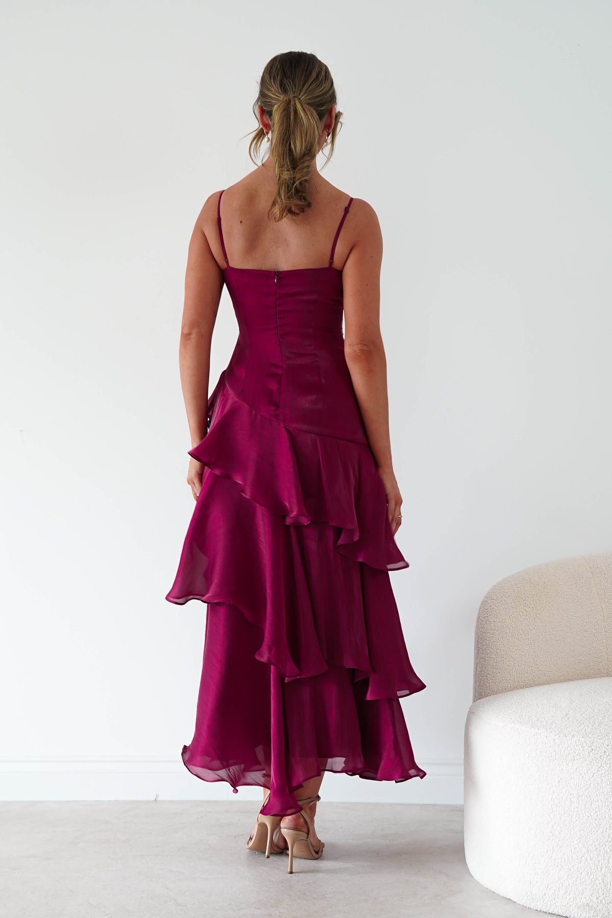 Renee Luminescent Ruffle Maxi Dress | Wine-Oh Hello Clothing