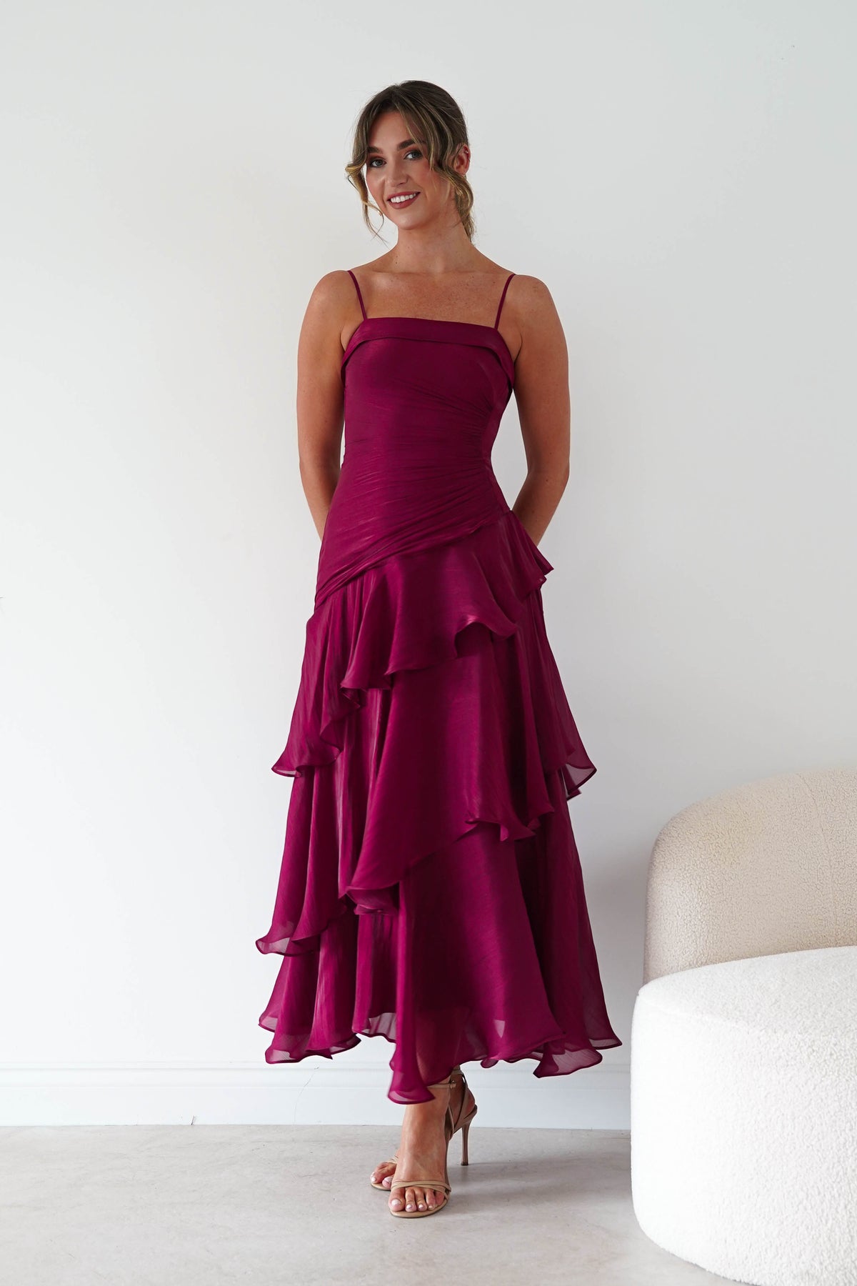 Renee Luminescent Ruffle Maxi Dress | Wine-Oh Hello Clothing