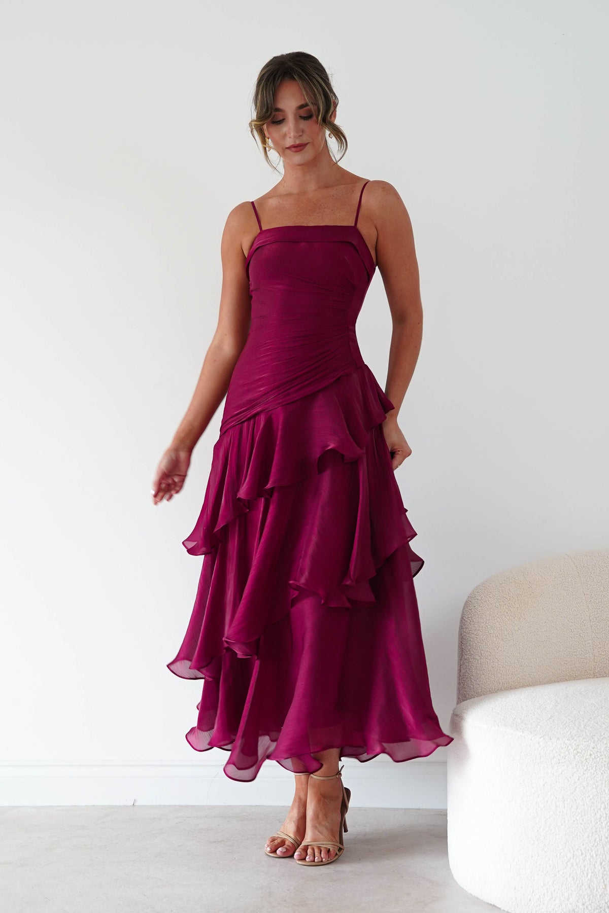 Renee Luminescent Ruffle Maxi Dress | Wine-Oh Hello Clothing