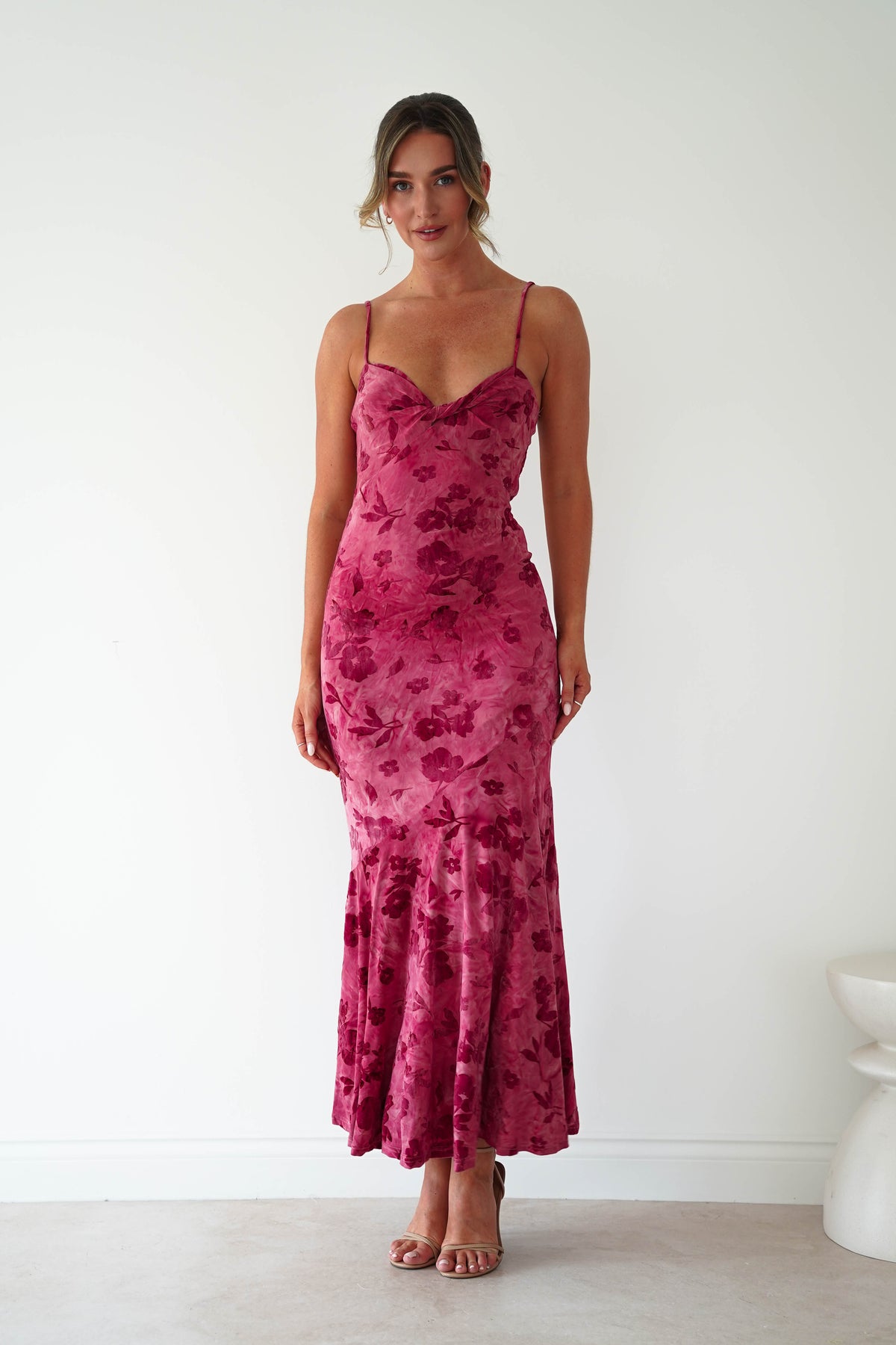 Roanne Floral Bodycon Maxi Dress | Berry Red-Oh Hello Clothing