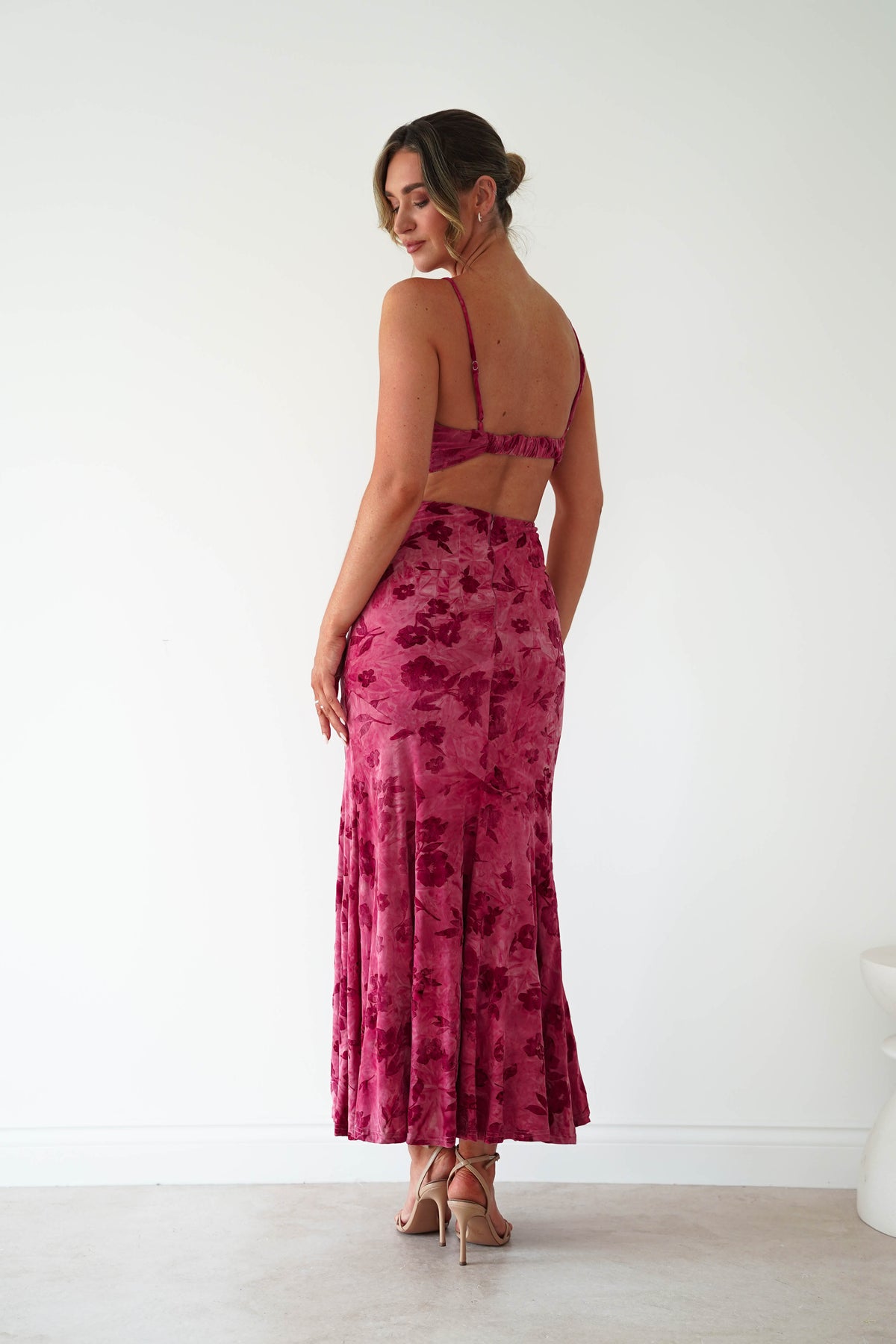Roanne Floral Bodycon Maxi Dress | Berry Red-Oh Hello Clothing