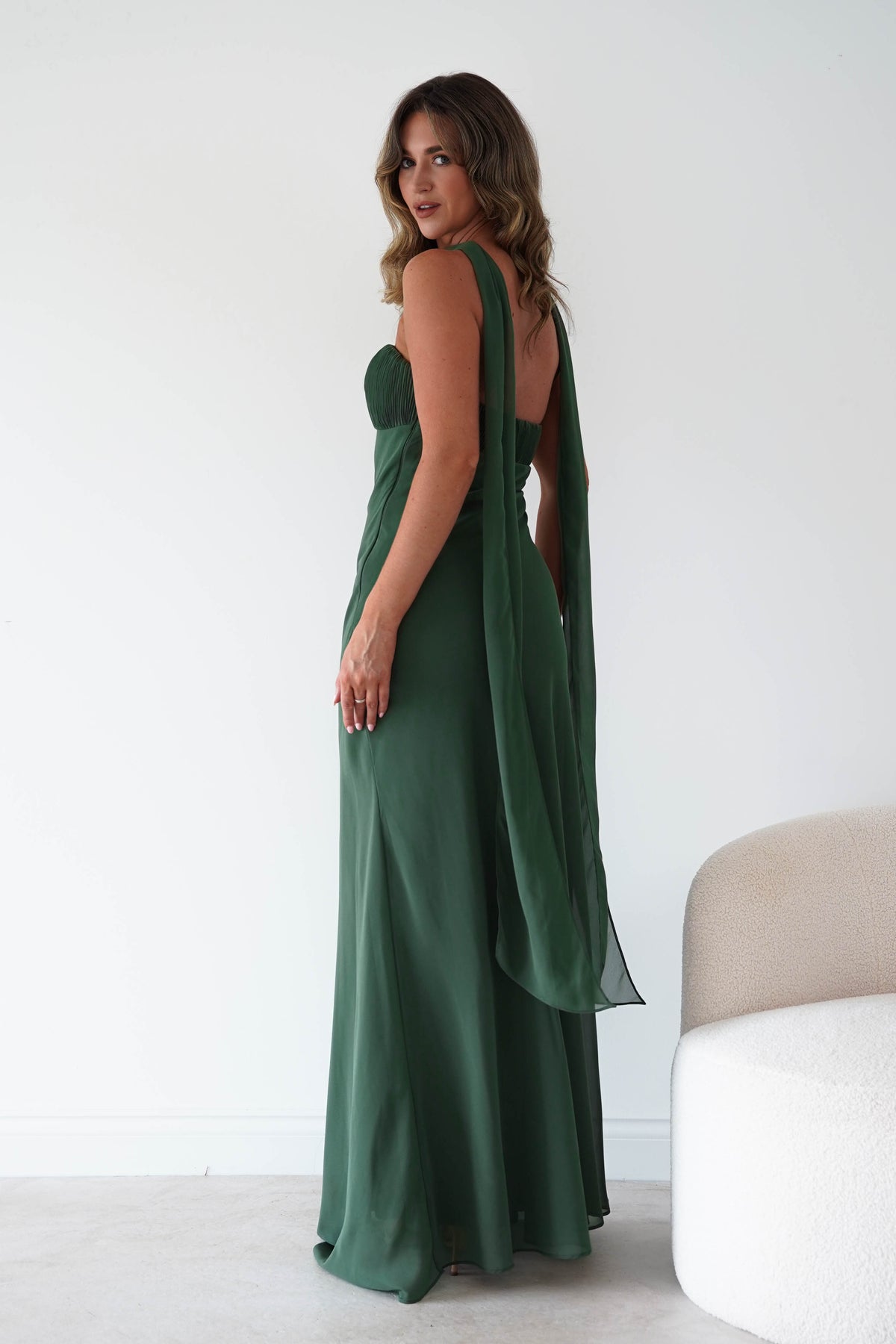 Robyn Strapless Chiffon Scarf Maxi Dress | Green-Oh Hello Clothing