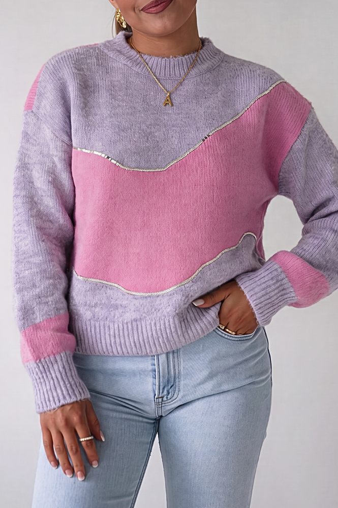Rosalind Sequin Detail Jumper | Lilac/Pink-Oh Hello Clothing