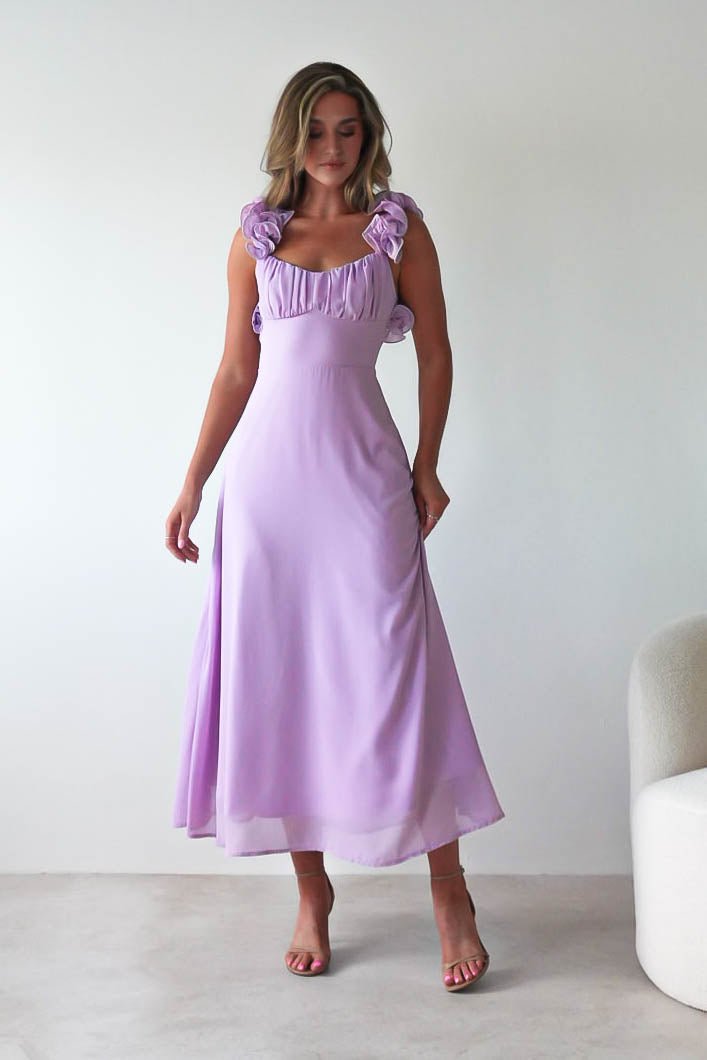 Sadie Ruffle Sleeve Maxi Dress | Lilac-Oh Hello Clothing