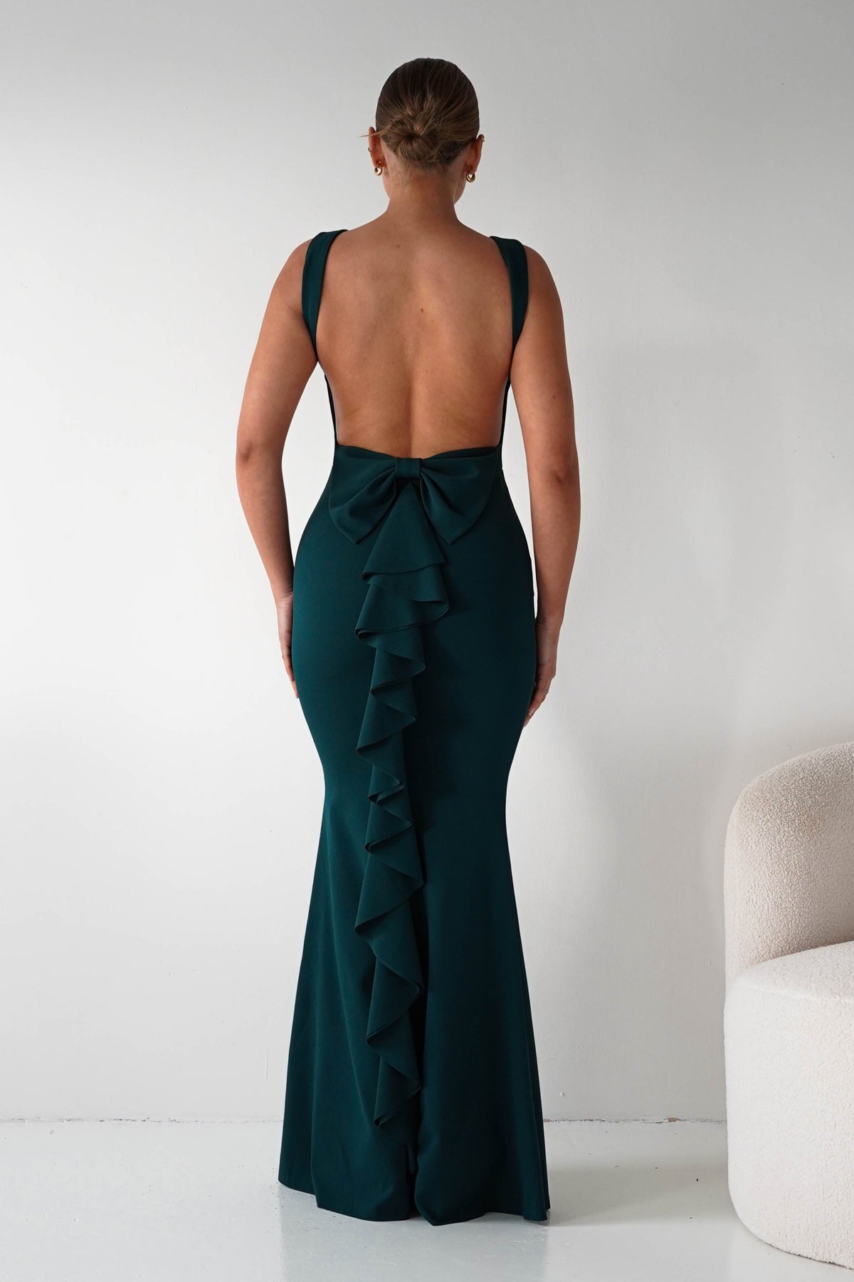 Samantha Bow Detail Maxi Dress | Dark Green-Oh Hello Clothing