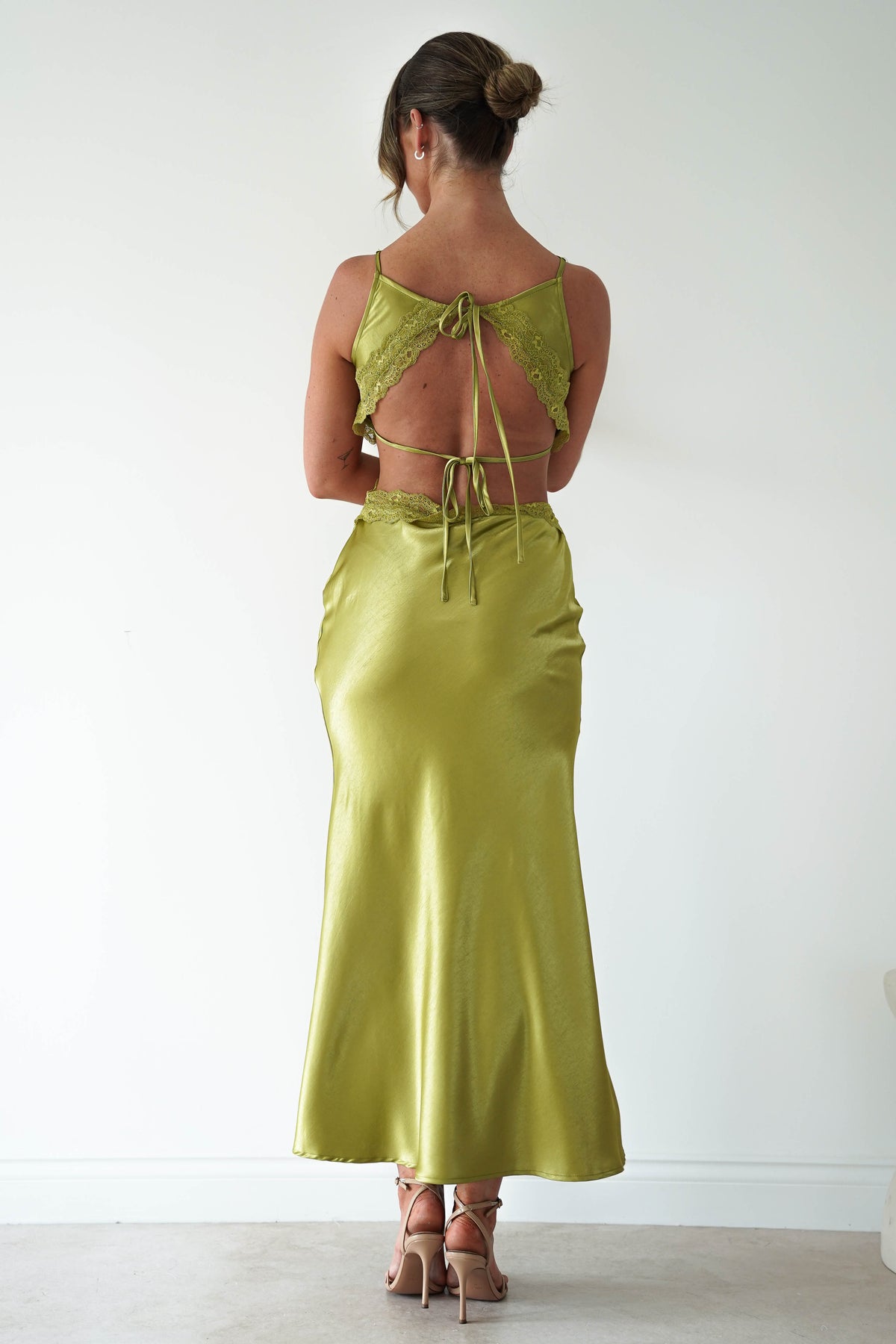 Saoirse Satin Lace Cut Out Maxi Dress | Lime-Oh Hello Clothing