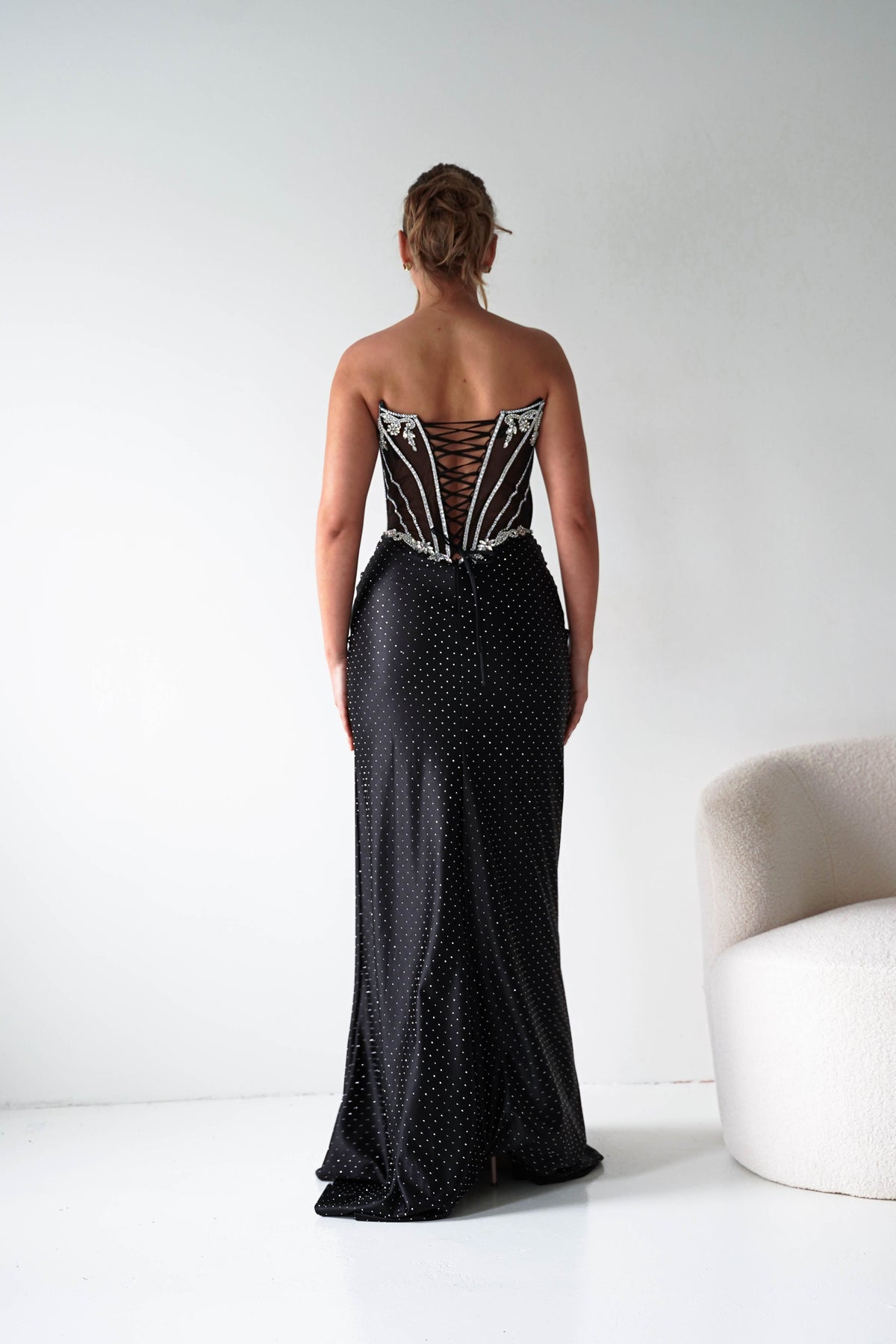 Sarena Strapless Embellished Prom Dress | Black-Oh Hello Clothing