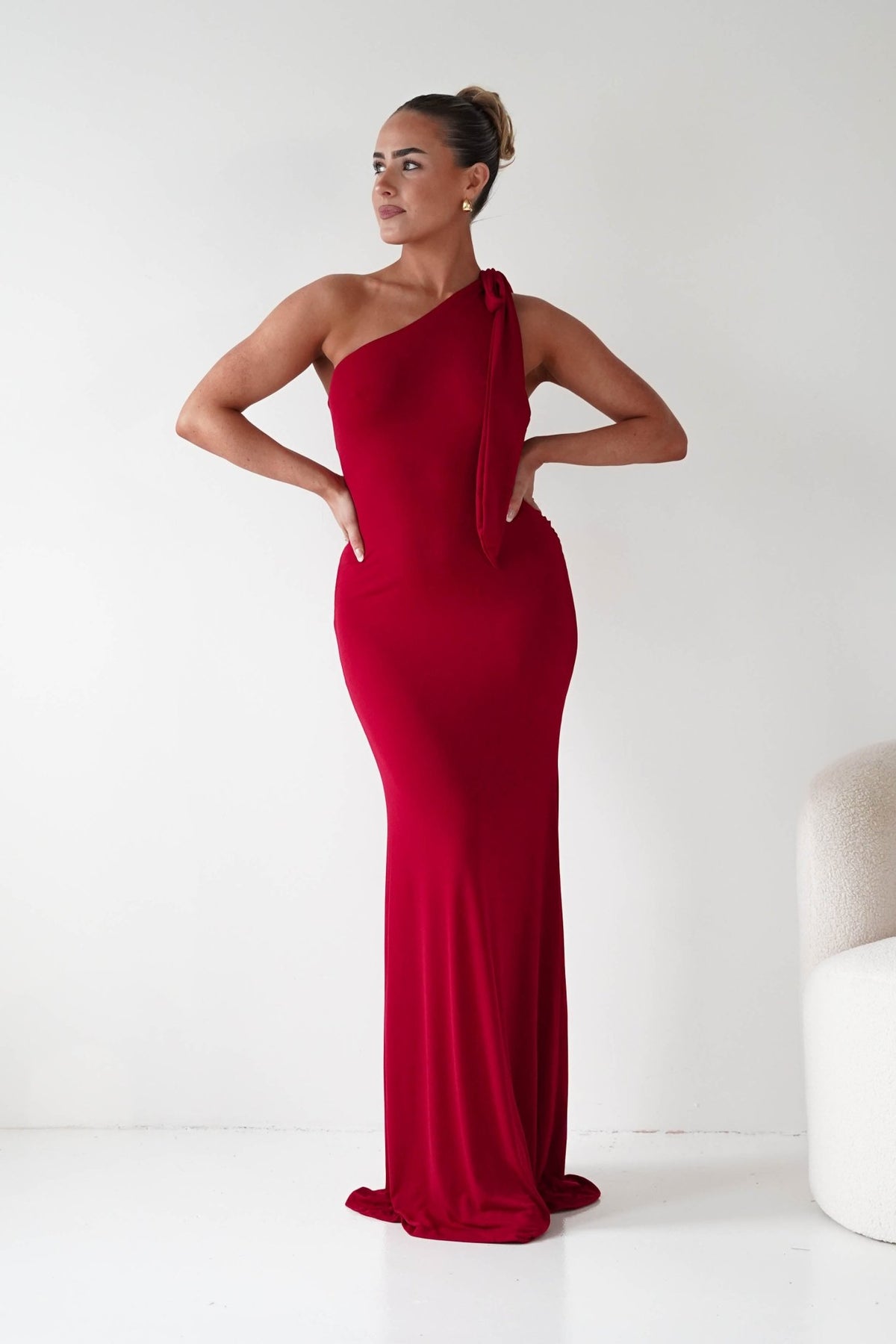 Seraphine Backless Tie Bodycon Maxi Gown | Red-Oh Hello Clothing