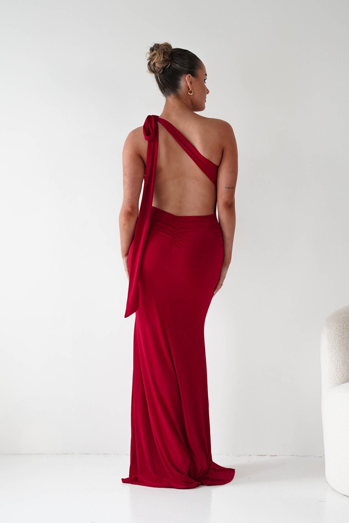 Seraphine Backless Tie Bodycon Maxi Gown | Red-Oh Hello Clothing