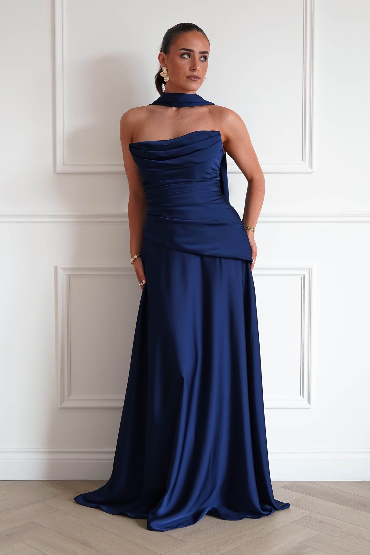 Sheree Dropped Waist Corset Maxi Dress | Navy-Oh Hello Clothing
