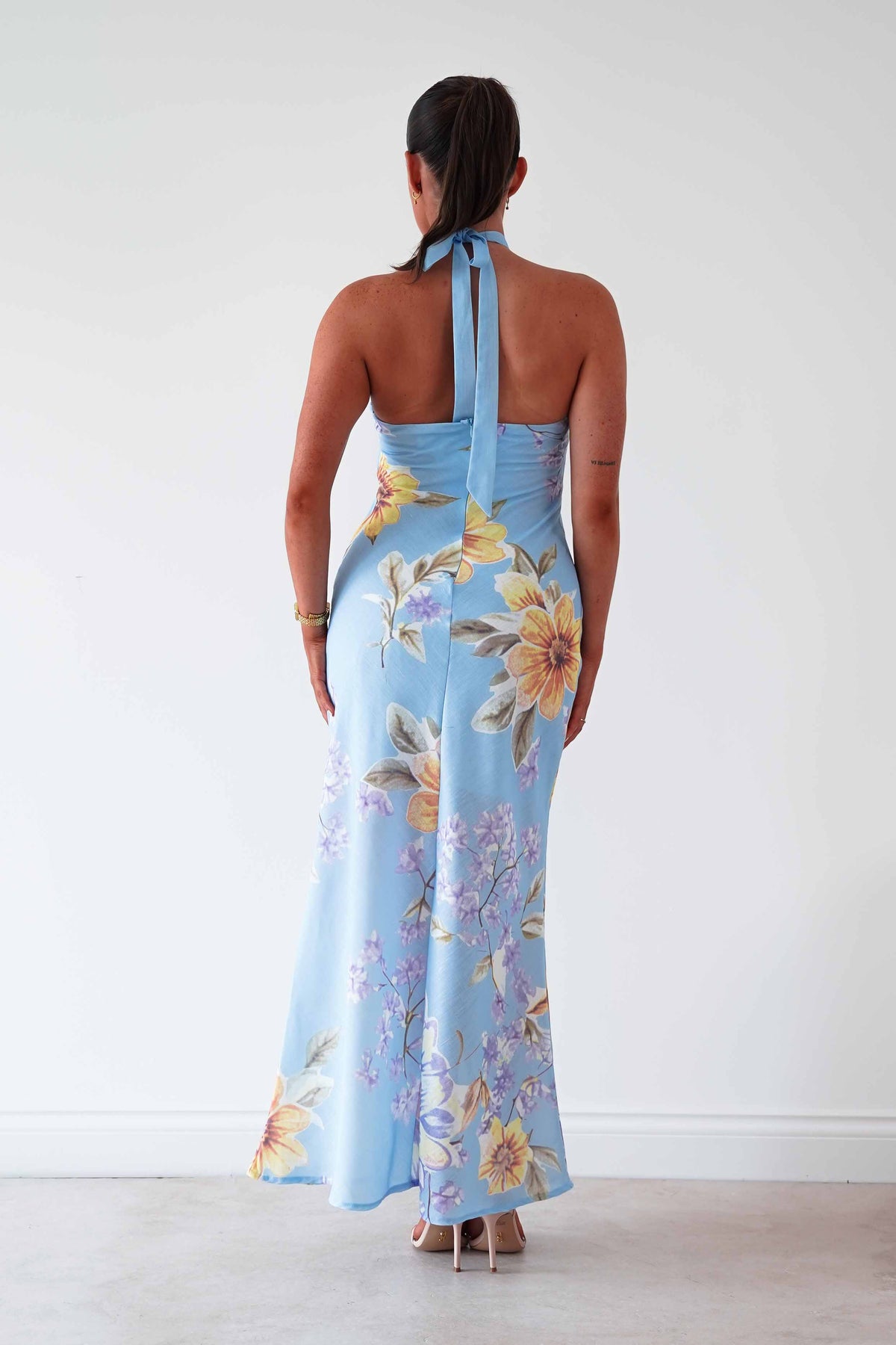 Siara Floral Halterneck Midi Dress | Blue