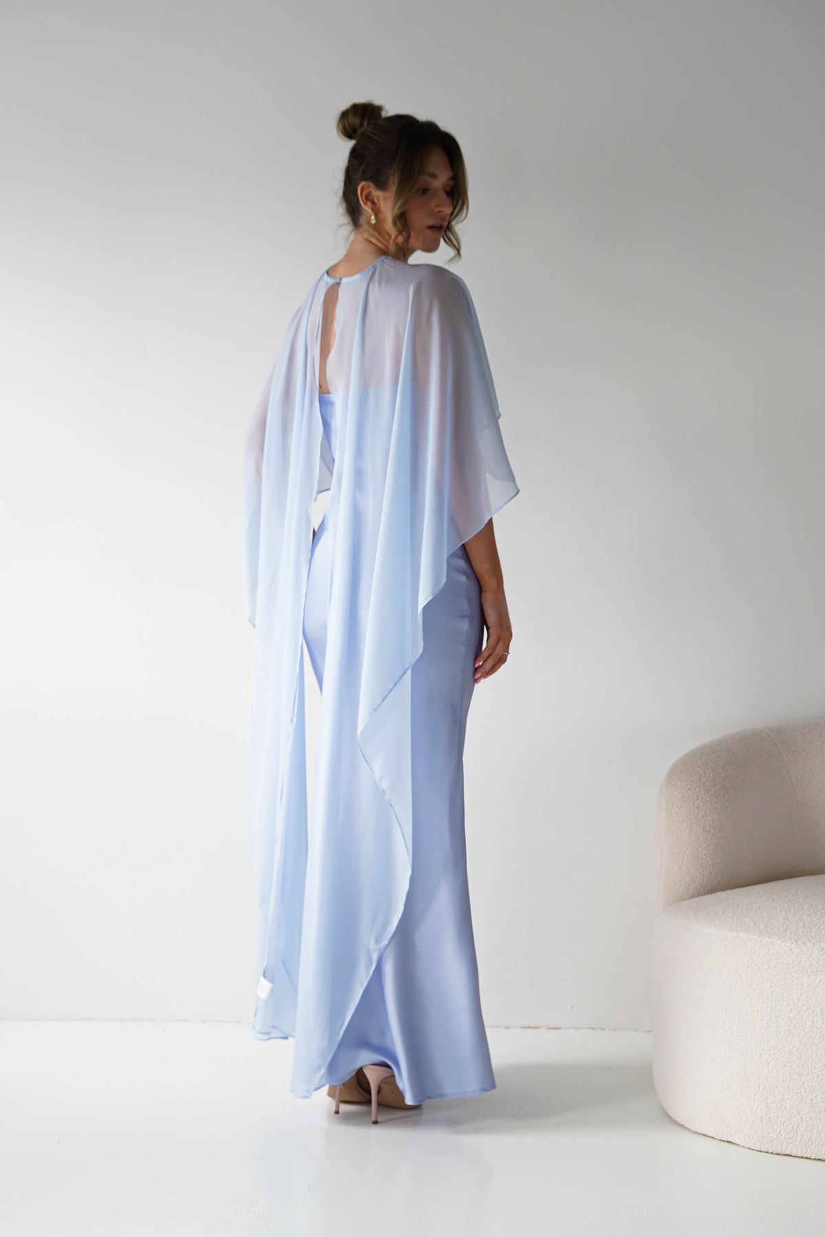 Soho Strapless Satin Maxi Dress | Dusty Blue-Oh Hello Clothing