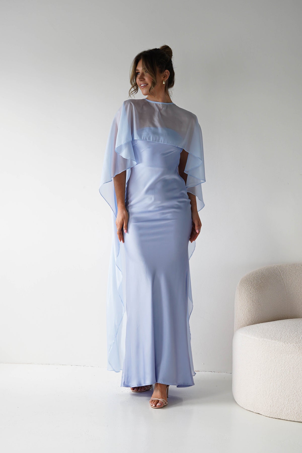 Soho Strapless Satin Maxi Dress | Dusty Blue-Oh Hello Clothing