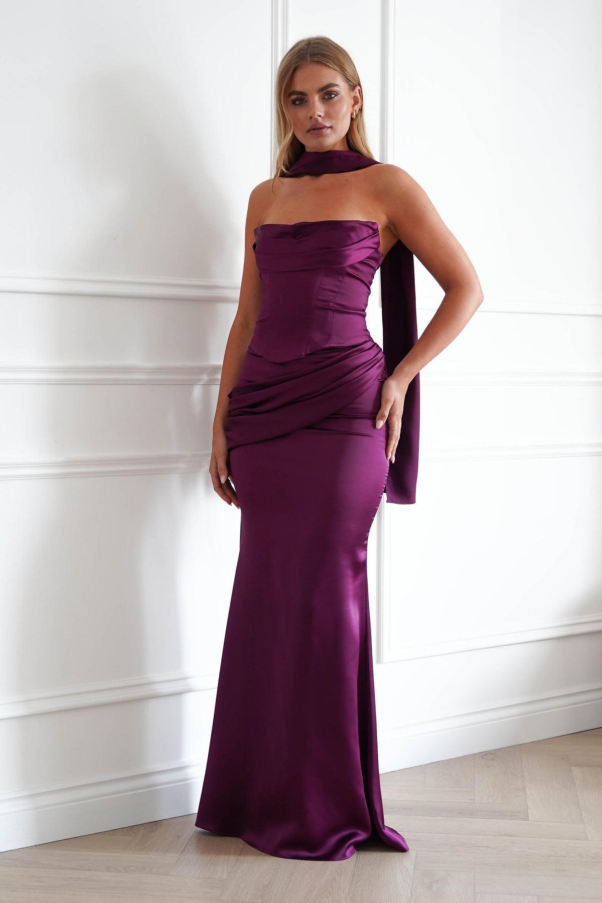 Solace Draped Corset & Skirt 2 Piece | Mulberry-Oh Hello Clothing