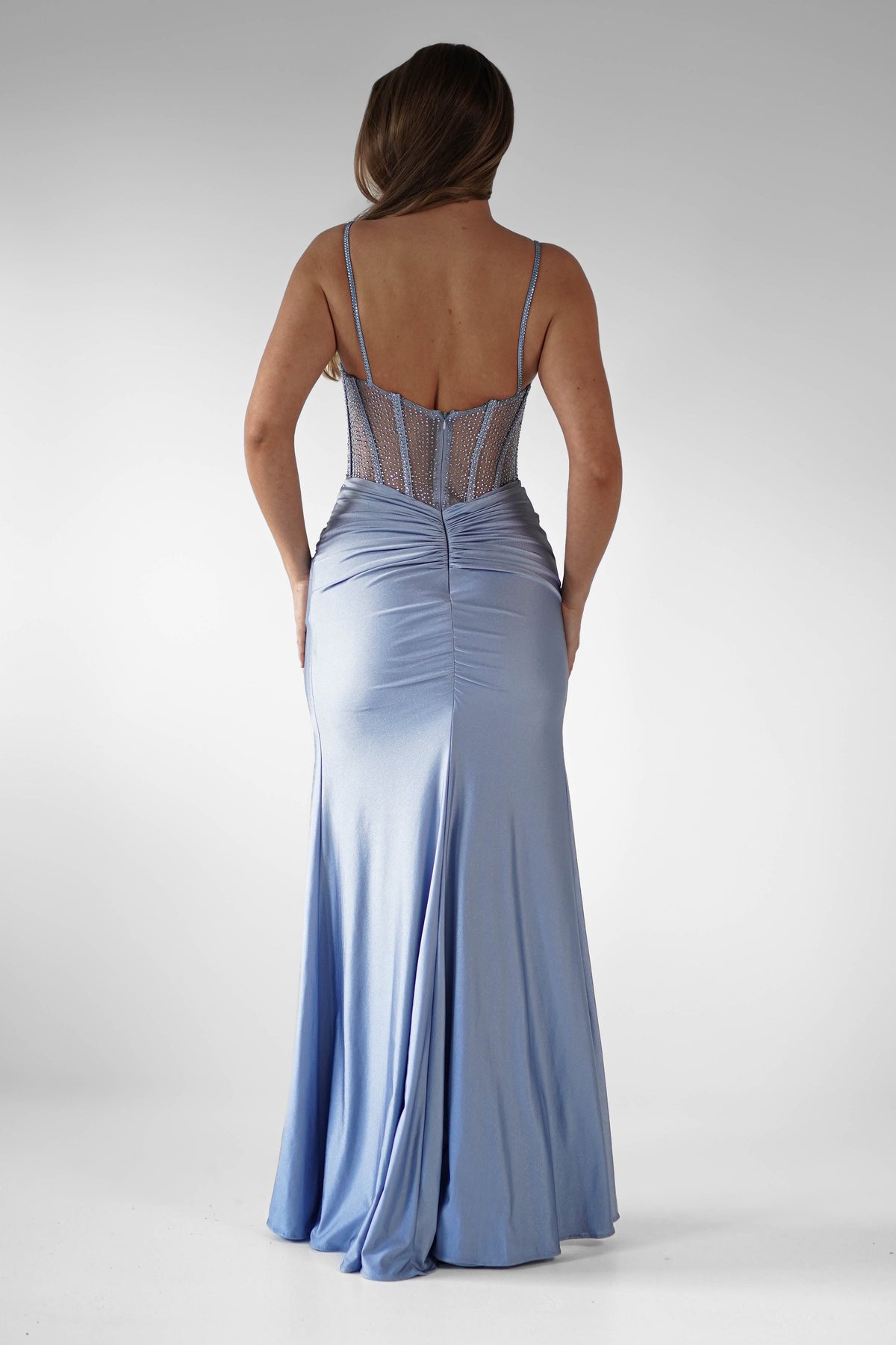 Stefani Rhinestone Bodice Gown | Light Blue-Oh Hello Clothing