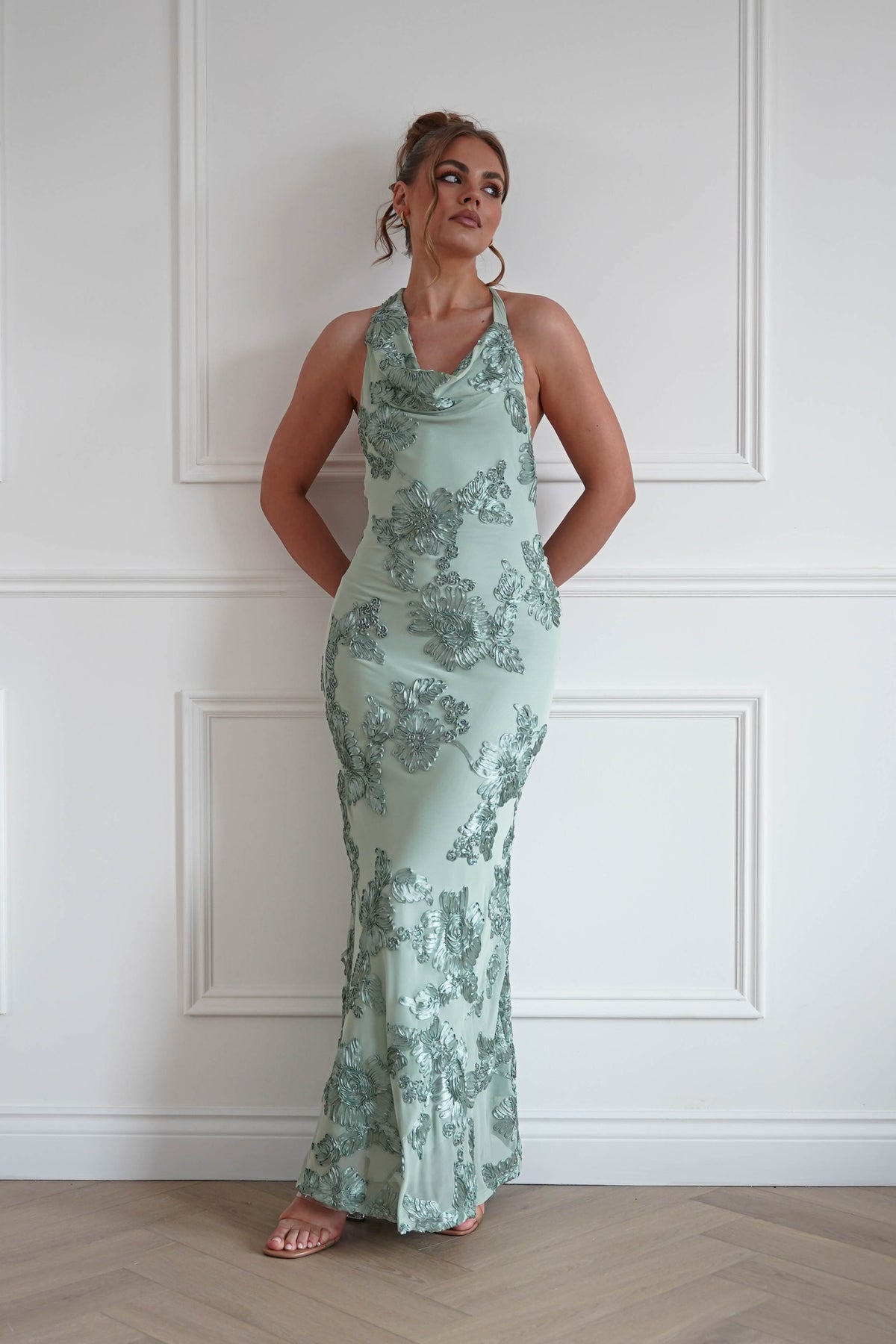 Sutton Floral Textured Maxi Dress | Green-Oh Hello Clothing