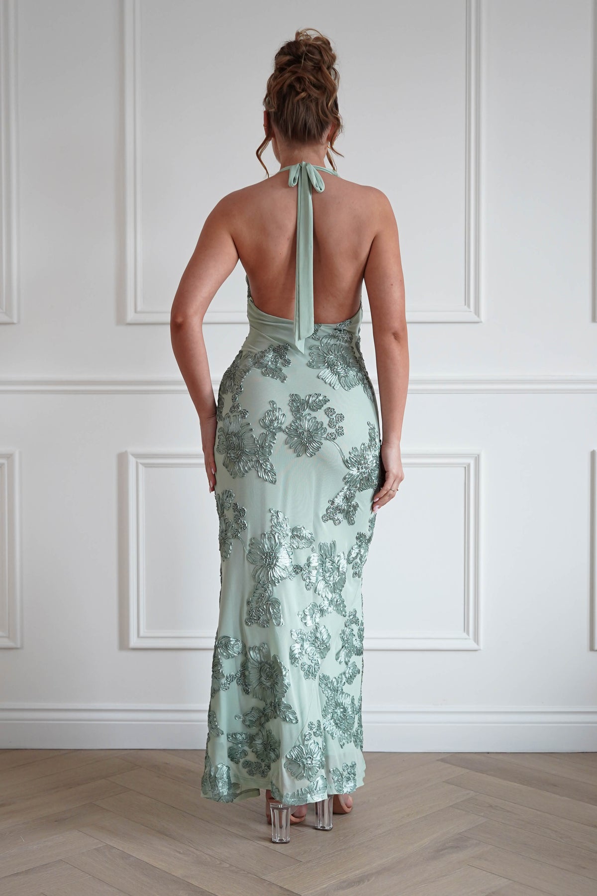 Sutton Floral Textured Maxi Dress | Green