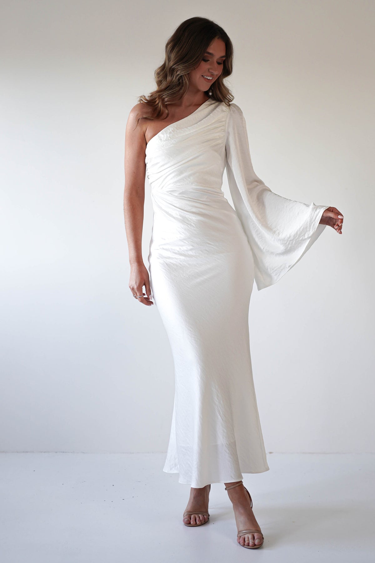 Sylvana Silky Maxi Dress | Ivory-Oh Hello Clothing