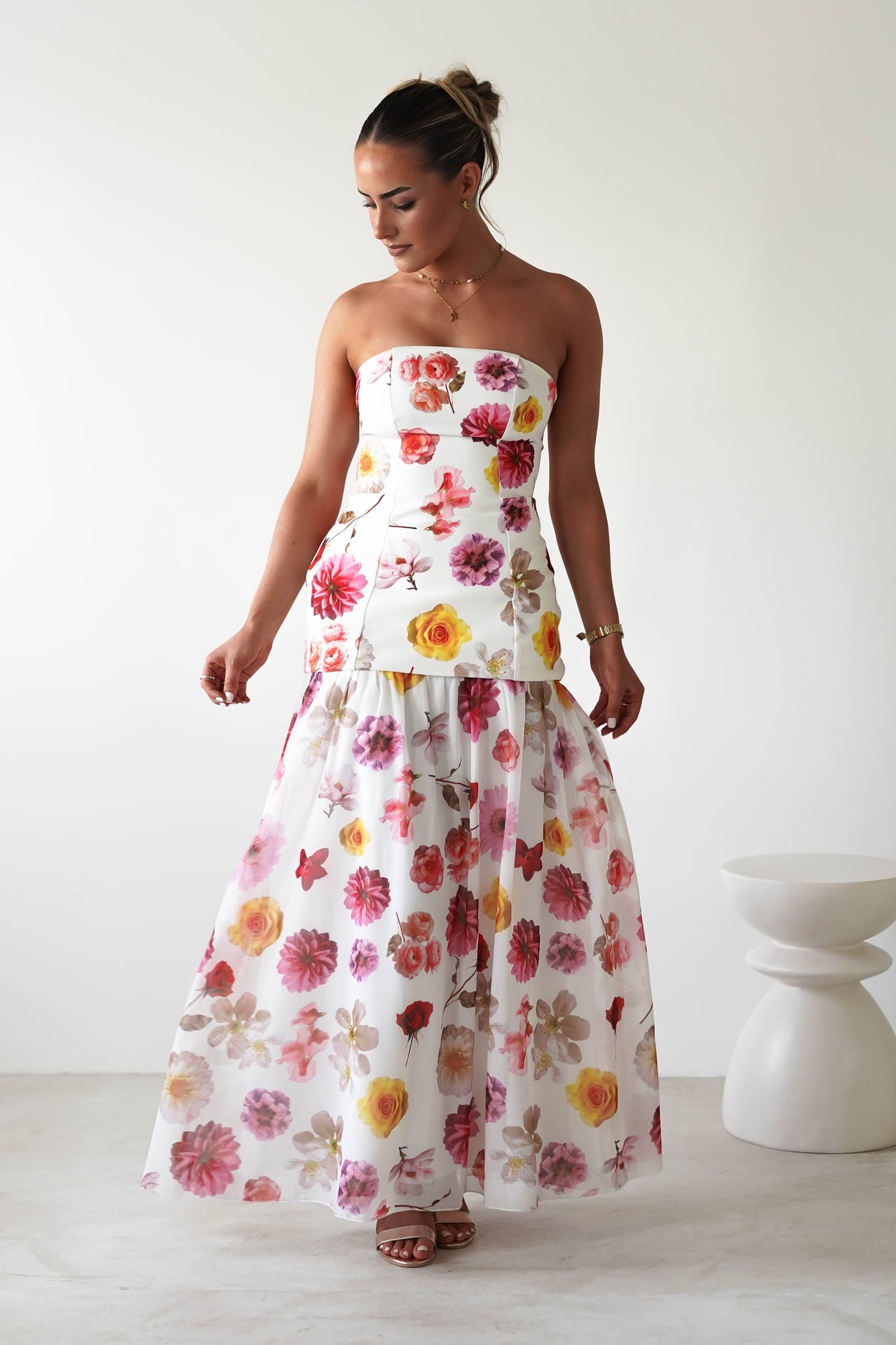 Talia Strapless Floral Print Maxi Dress | Mixed Print-Oh Hello Clothing