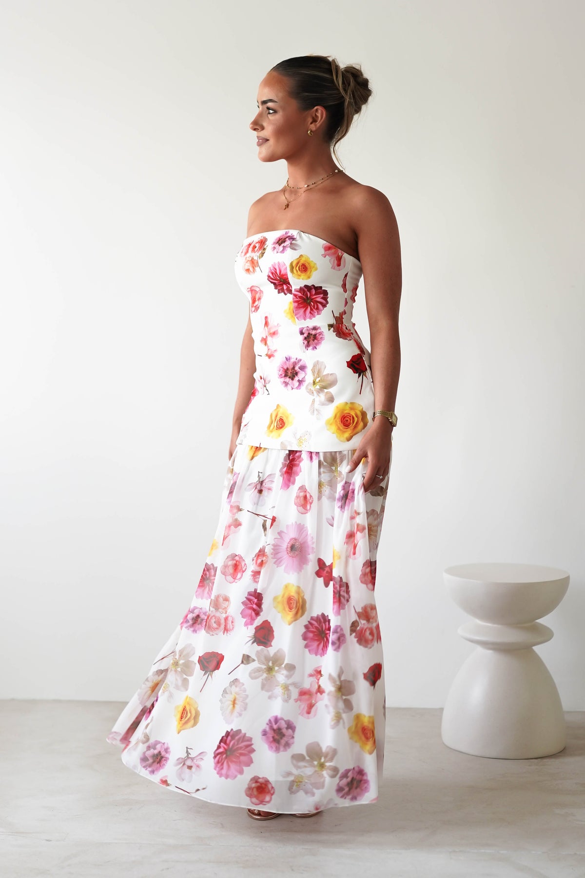 Talia Strapless Floral Print Maxi Dress | Mixed Print-Oh Hello Clothing