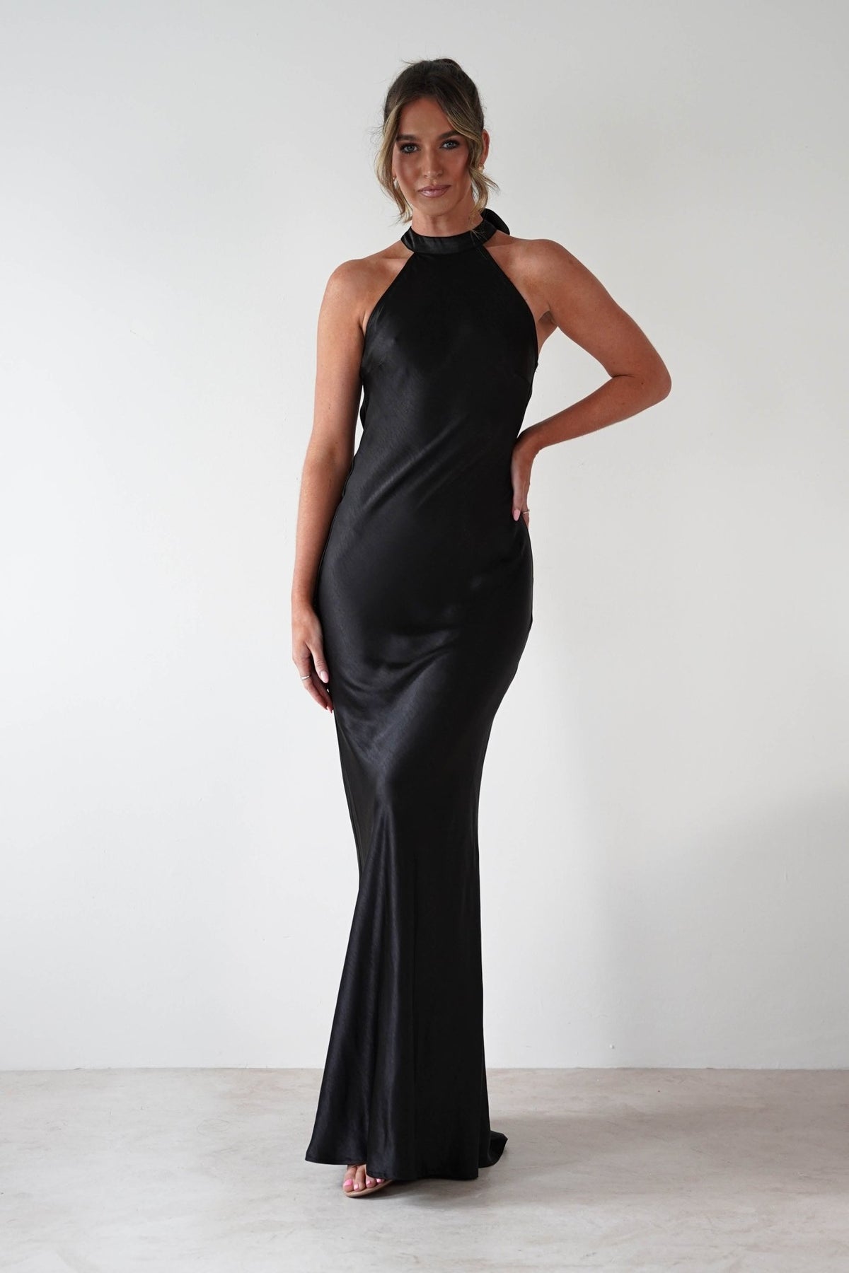 Taylee Halterneck Maxi Dress | Black-Oh Hello Clothing