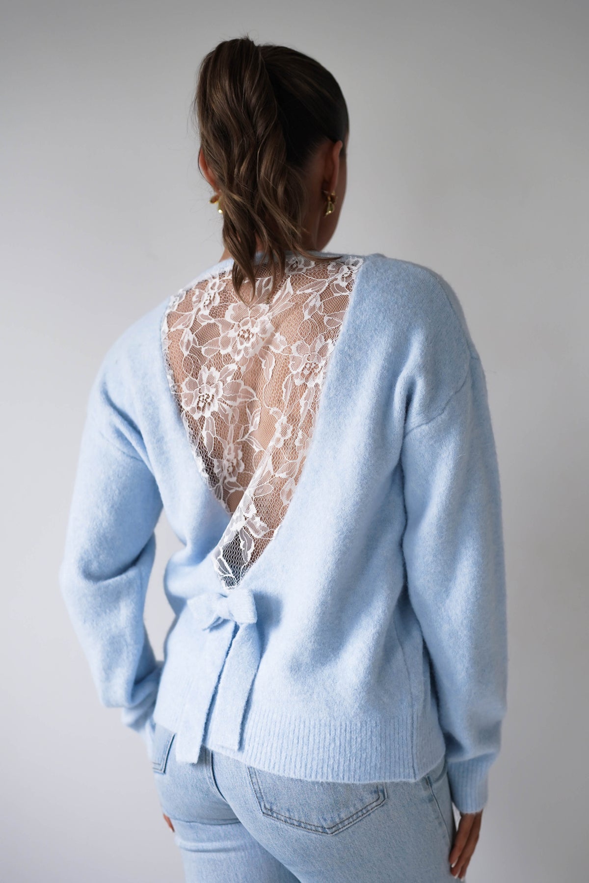 Tegan Lace Back Detail Jumper | Blue-Oh Hello Clothing