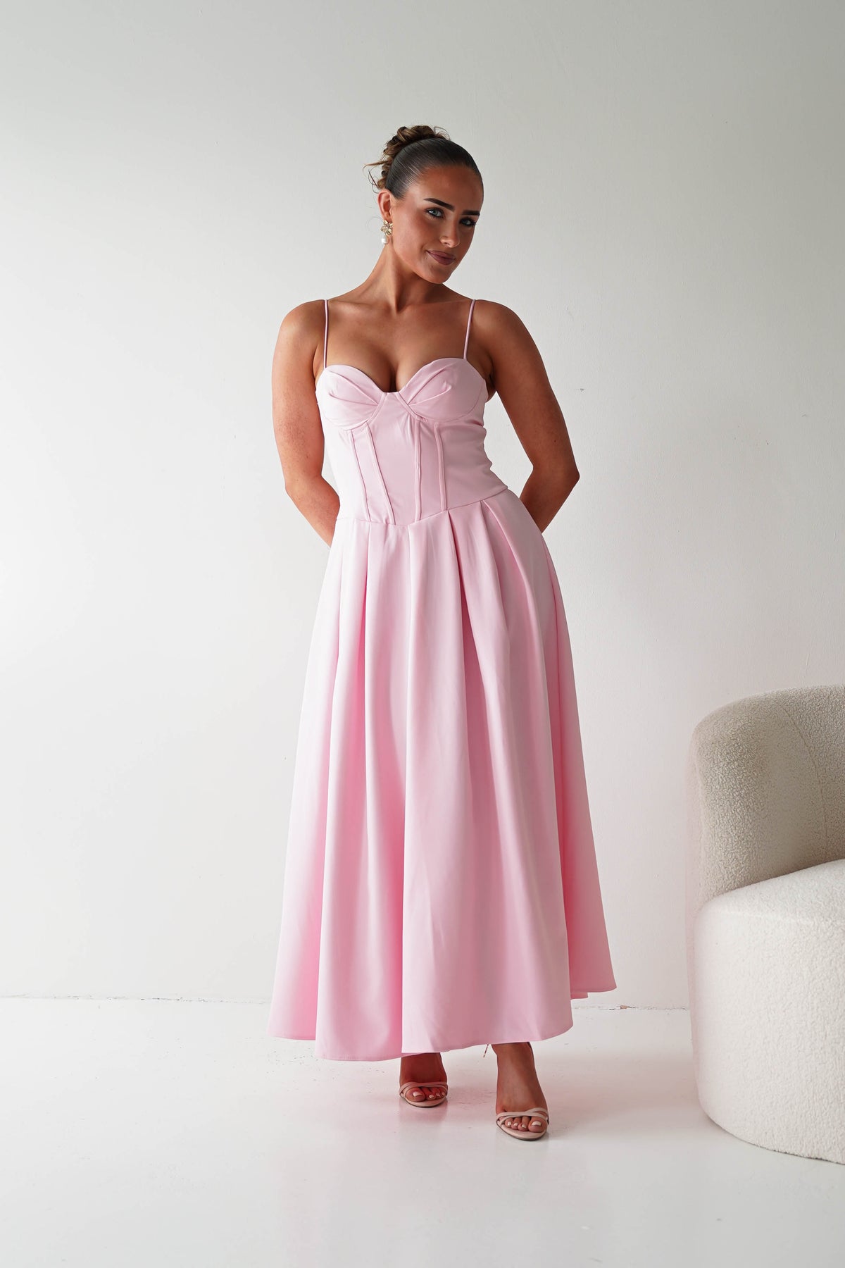 Tully Sweetheart Corset Midaxi Dress | Pink-Oh Hello Clothing