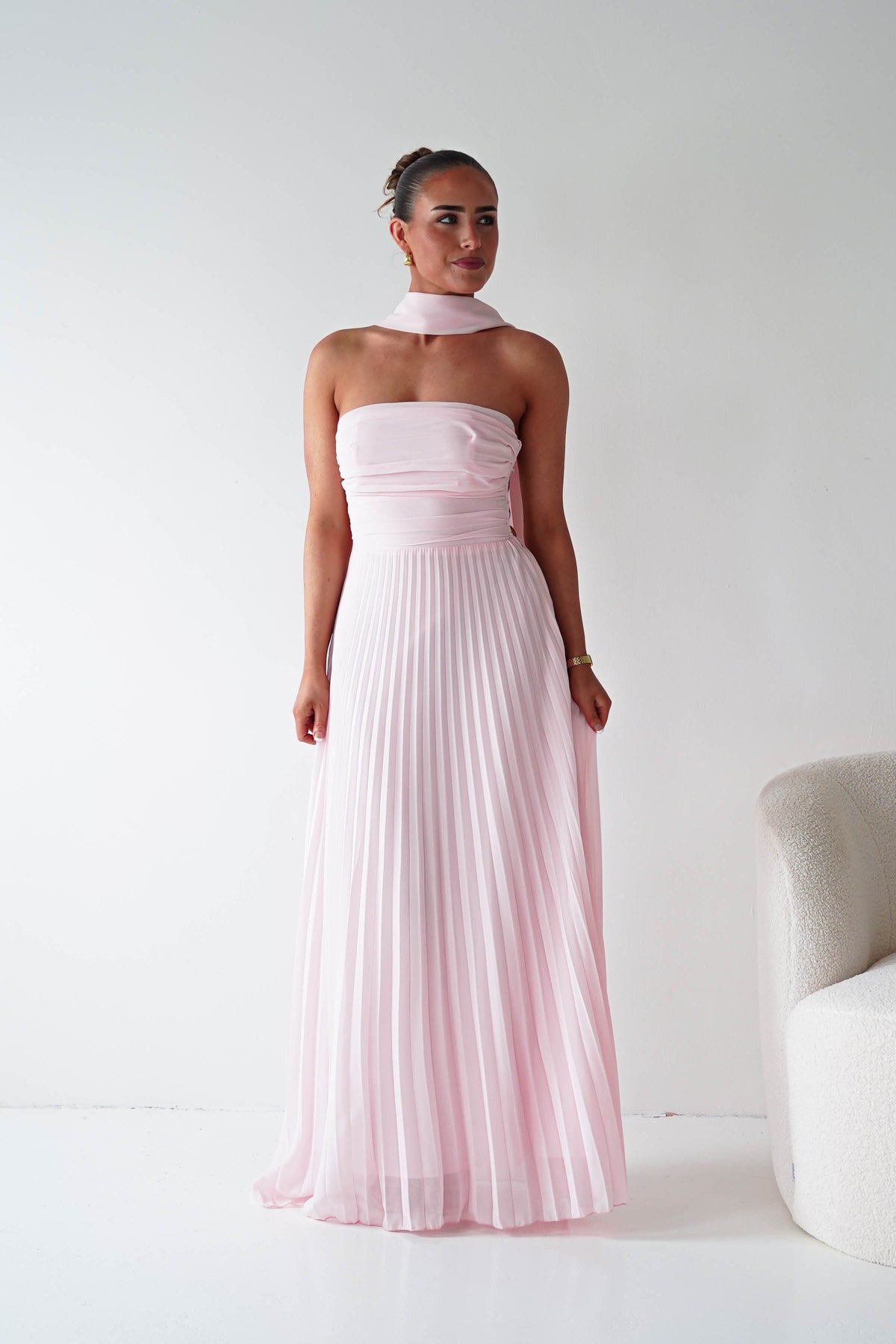Vasanti Pleated Strapless Maxi Dress | Blush-Oh Hello Clothing
