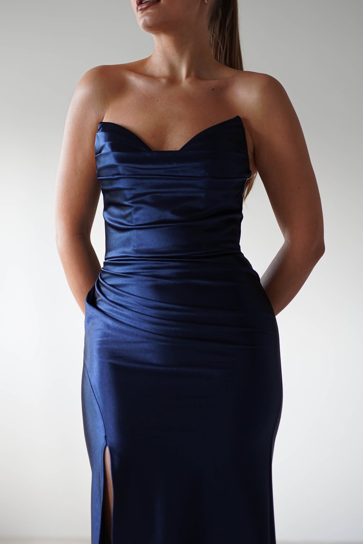 Venice Strapless Bodycon Gown | Navy-Oh Hello Clothing