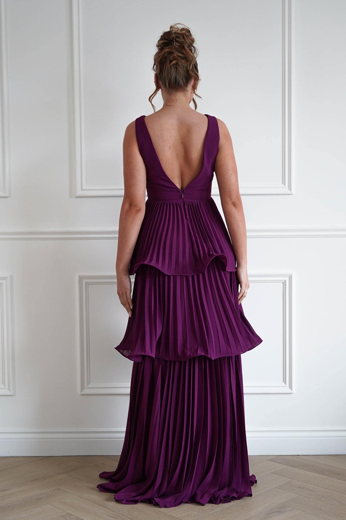 Vina Tiered Pleated Layered Maxi Dress | Plum-Oh Hello Clothing
