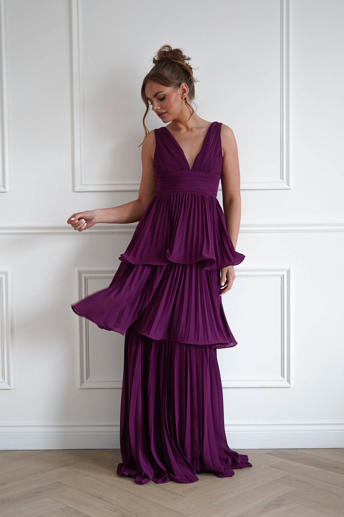 Vina Tiered Pleated Layered Maxi Dress | Plum-Oh Hello Clothing