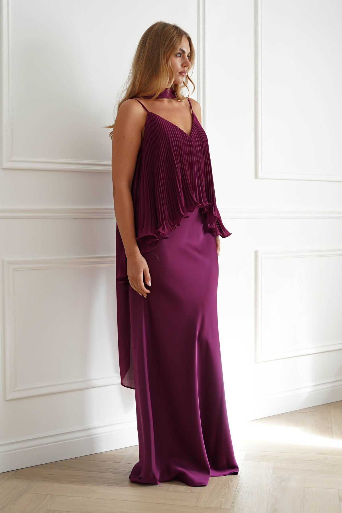 Zendaya Pleated Chiffon Overlay Maxi Dress | Plum-Oh Hello Clothing