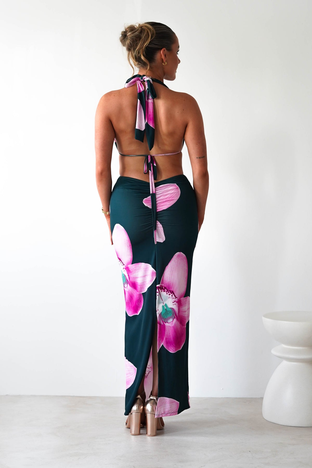Zinnia Cut Out Bodycon Maxi | Green/Floral-Oh Hello Clothing