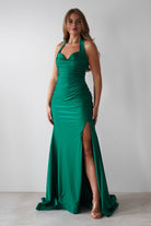 Adele Stretchy Halterneck Gown | Green | Debs & Prom | Formal Gown | Oh Hello Clothing