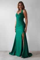 Adele Stretchy Halterneck Gown | Green | Debs & Prom | Formal Gown | Oh Hello Clothing