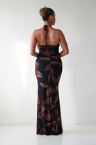 Oh Hello Clothing Dresses 1*DONE - BLUEBLUSH-BD160-2-Halter Neck Backless Floral Maxi Dress