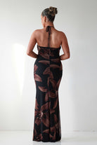 Oh Hello Clothing Dresses 1*DONE - BLUEBLUSH-BD160-2-Halter Neck Backless Floral Maxi Dress