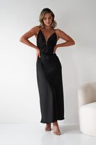 Adley Soft Satin Maxi Dress – Black Tie Satin Evening Gown | Oh Hello Clothing