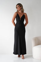 Adley Soft Satin Maxi Dress – Black Tie Satin Evening Gown | Oh Hello Clothing