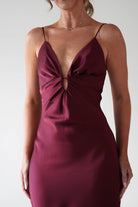 Adley Soft Satin Maxi Dress Burgundy | Wedding Guest Dress | Maxi | Satin | Oh Hello Clothing