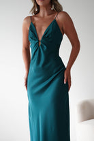 Adley Soft Satin Maxi Dress – Forest Green Satin Evening Dress | Oh Hello Clothing