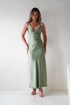 Oh Hello Clothing Women > Clothing > Dresses Adley Soft Satin Maxi Dress | Olive