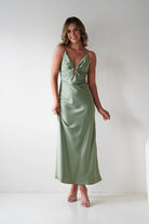 Oh Hello Clothing Women > Clothing > Dresses Adley Soft Satin Maxi Dress | Olive